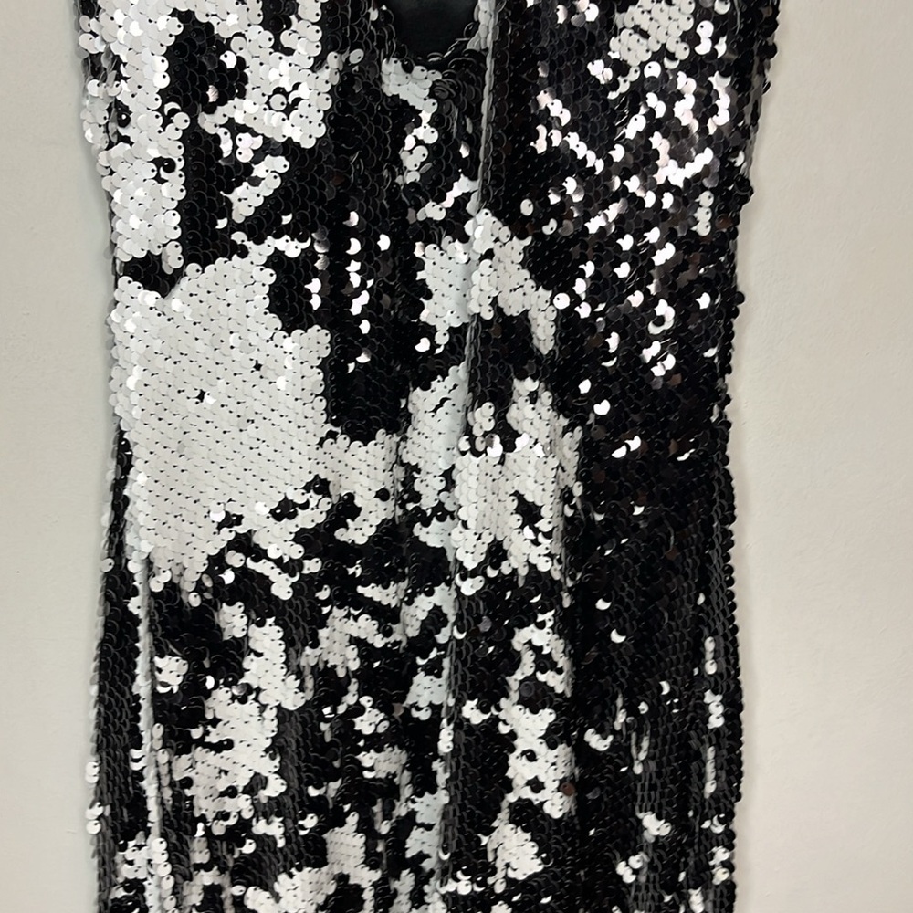 Aidan Mattox Black And White Sequin Mini Dress - image 8